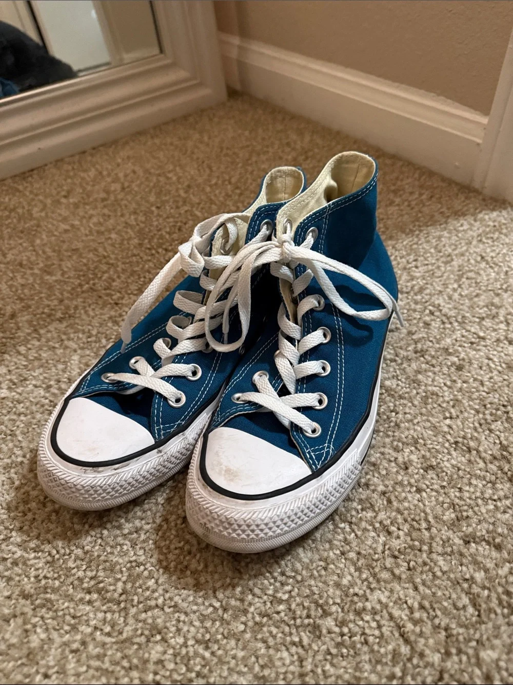 Converse High-Top Sneakers in Teal Blue and White